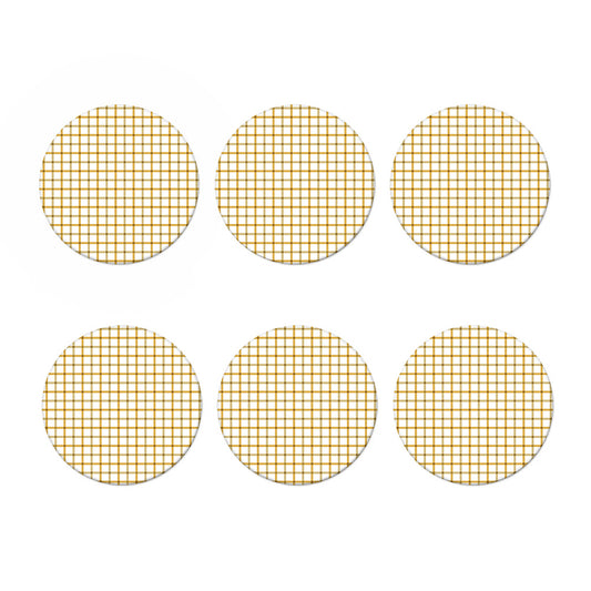 Yellow And Beige Tattersall Print Coaster Set