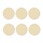 Yellow And Beige Tattersall Print Coaster Set
