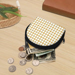 Yellow And Beige Tattersall Print Coin Purse