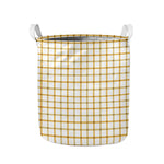 Yellow And Beige Tattersall Print Collapsible Laundry Basket