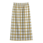 Yellow And Beige Tattersall Print Cotton Front Slit Maxi Skirt