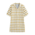 Yellow And Beige Tattersall Print Cotton Hawaiian Shirt