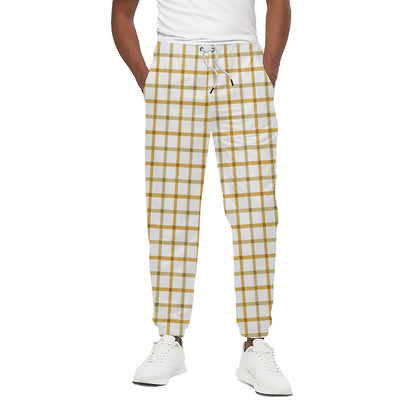 Yellow And Beige Tattersall Print Cotton Pants