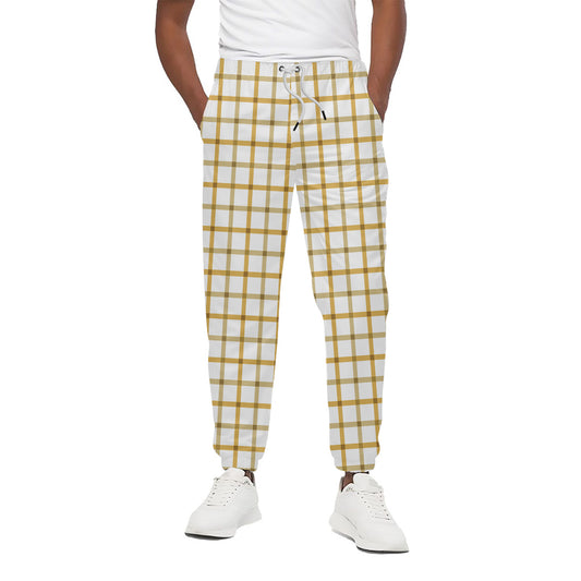 Yellow And Beige Tattersall Print Cotton Pants