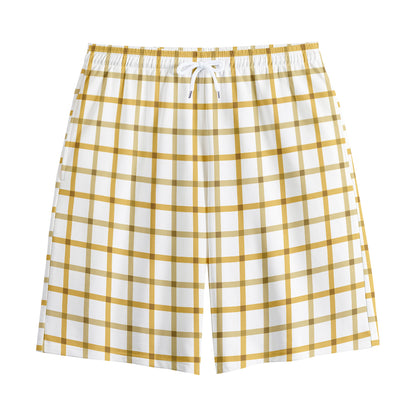 Yellow And Beige Tattersall Print Cotton Shorts