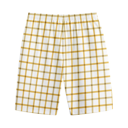 Yellow And Beige Tattersall Print Cotton Shorts