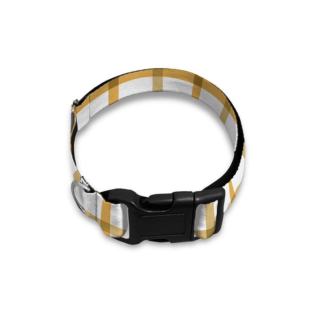 Yellow And Beige Tattersall Print Dog Collar