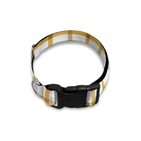 Yellow And Beige Tattersall Print Dog Collar
