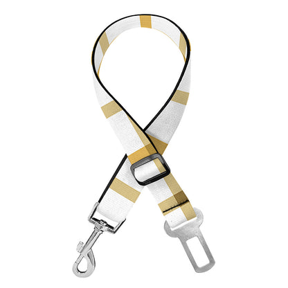 Yellow And Beige Tattersall Print Dog Seat Belt