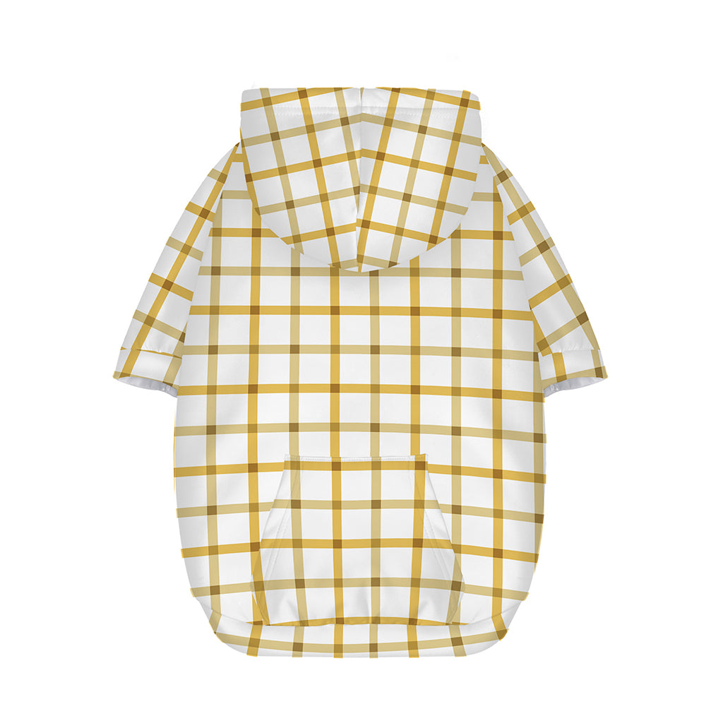 Yellow And Beige Tattersall Print Dog Zip Up Hoodie