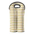 Yellow And Beige Tattersall Print Double Neoprene Wine Tote