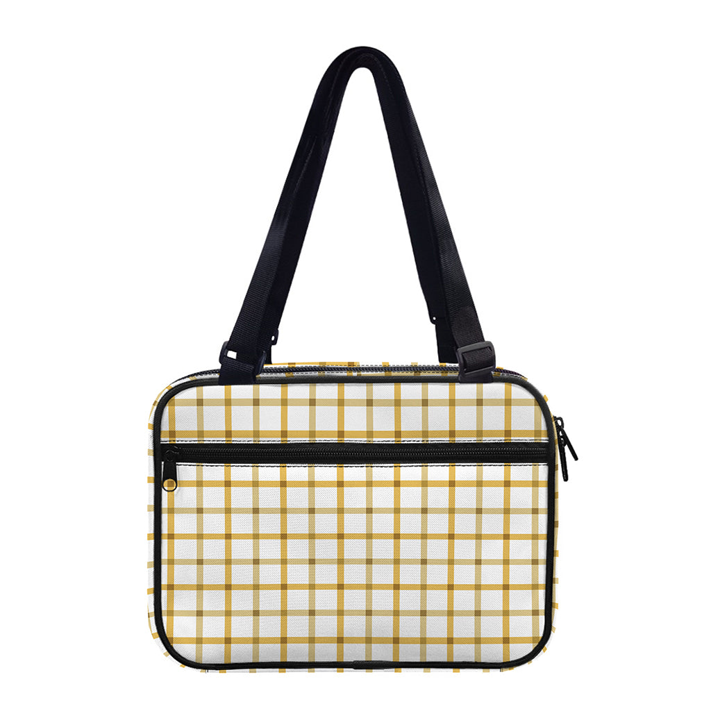 Yellow And Beige Tattersall Print Double Strap Bible Bag