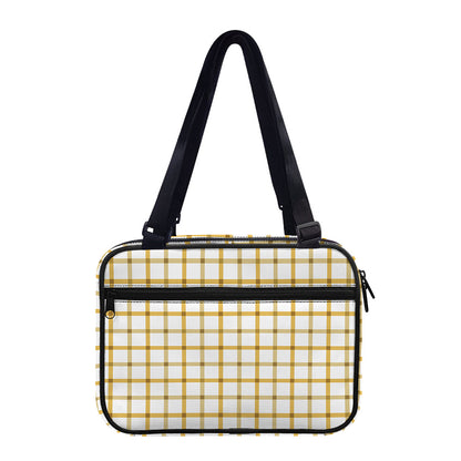Yellow And Beige Tattersall Print Double Strap Bible Bag