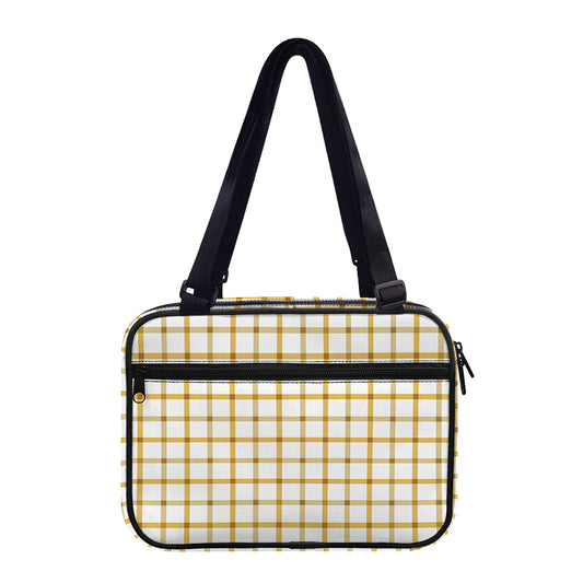 Yellow And Beige Tattersall Print Double Strap Bible Bag