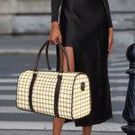 Yellow And Beige Tattersall Print Duffle Bag
