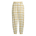 Yellow And Beige Tattersall Print Fleece Lined Knit Pants