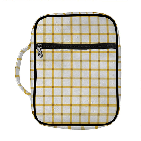 Yellow And Beige Tattersall Print Front Pocket Bible Bag