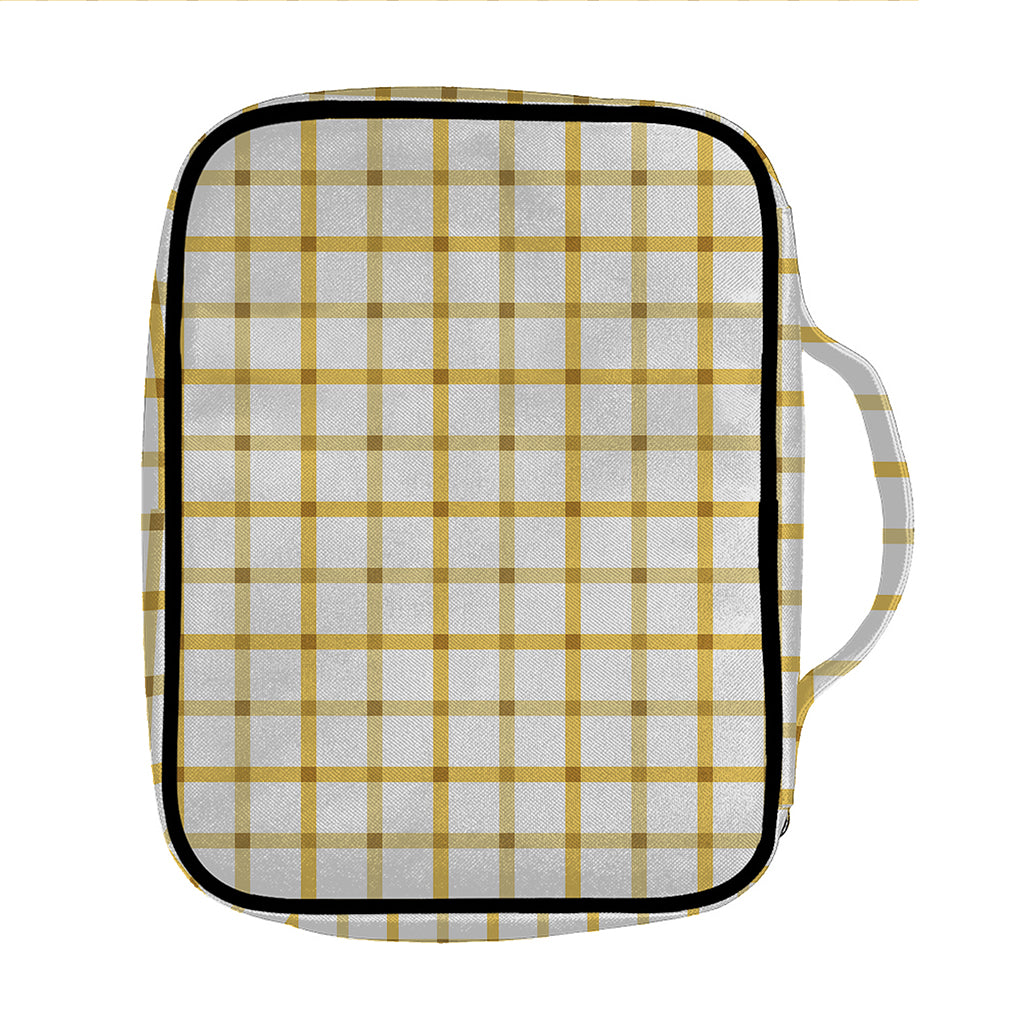 Yellow And Beige Tattersall Print Front Pocket Bible Bag