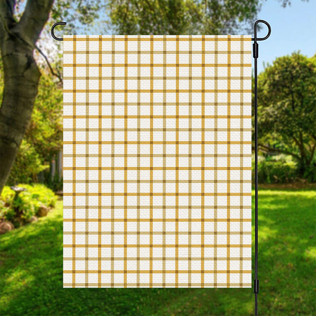 Yellow And Beige Tattersall Print Garden Flag