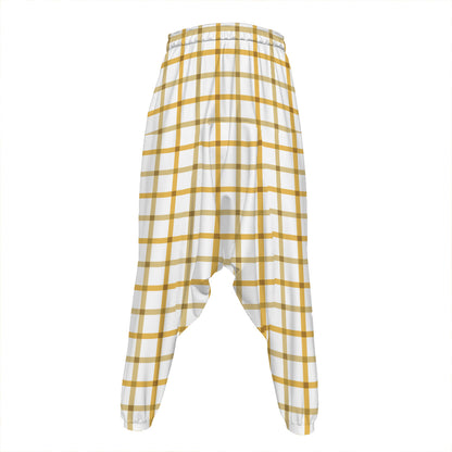 Yellow And Beige Tattersall Print Hammer Pants