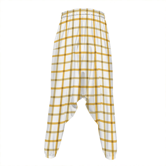 Yellow And Beige Tattersall Print Hammer Pants