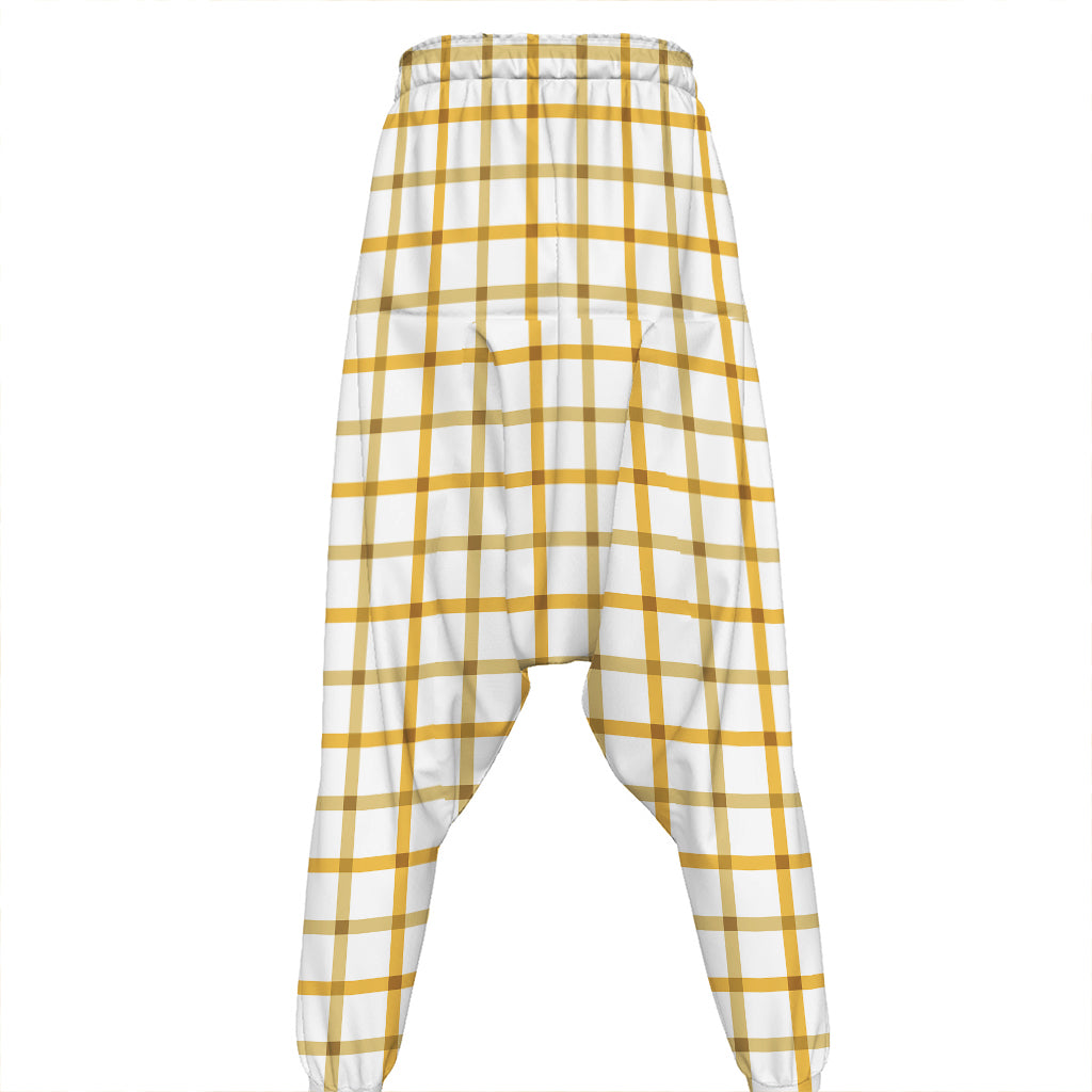 Yellow And Beige Tattersall Print Hammer Pants