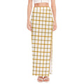 Yellow And Beige Tattersall Print High Slit Maxi Skirt