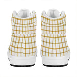 Yellow And Beige Tattersall Print High Top Leather Sneakers