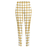 Yellow And Beige Tattersall Print High-Waisted Pocket Leggings