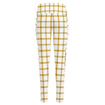 Yellow And Beige Tattersall Print High-Waisted Pocket Leggings