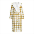 Yellow And Beige Tattersall Print Hooded Bathrobe