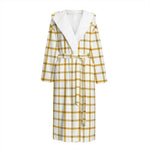 Yellow And Beige Tattersall Print Hooded Bathrobe