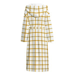 Yellow And Beige Tattersall Print Hooded Bathrobe