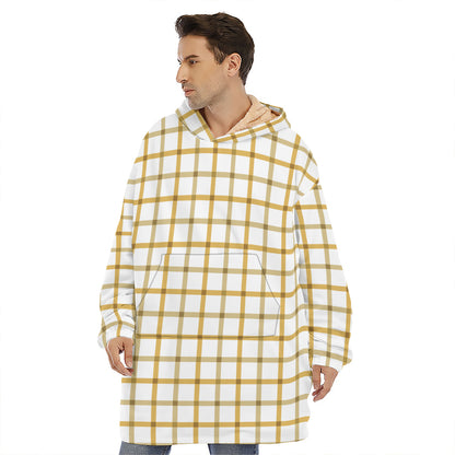 Yellow And Beige Tattersall Print Hoodie Blanket
