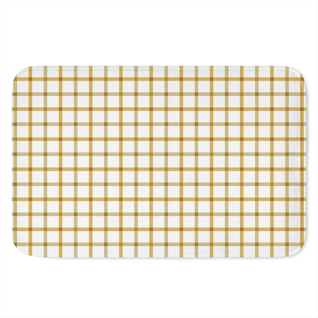 Yellow And Beige Tattersall Print Indoor Door Mat