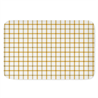 Yellow And Beige Tattersall Print Indoor Door Mat