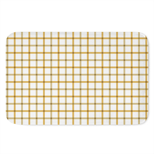 Yellow And Beige Tattersall Print Indoor Door Mat