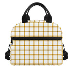 Yellow And Beige Tattersall Print Insulated Lunch Bag