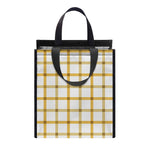 Yellow And Beige Tattersall Print Insulated Lunch Tote