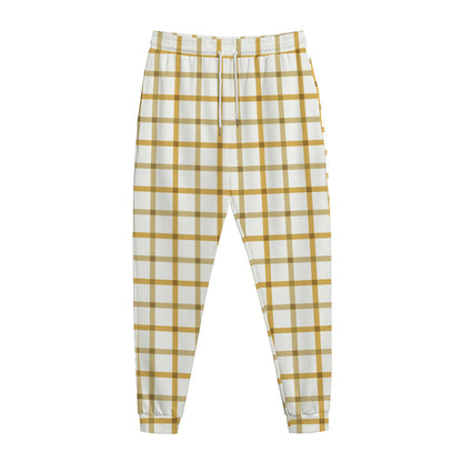 Yellow And Beige Tattersall Print Jogger Pants