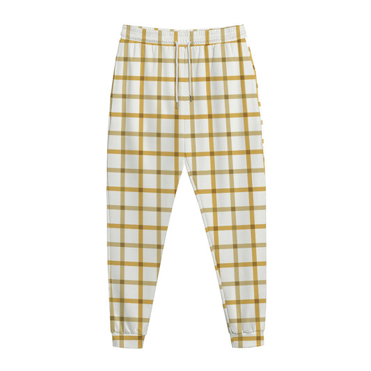 Yellow And Beige Tattersall Print Jogger Pants