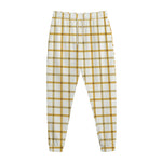 Yellow And Beige Tattersall Print Jogger Pants