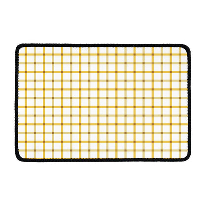 Yellow And Beige Tattersall Print Kitchen Mat
