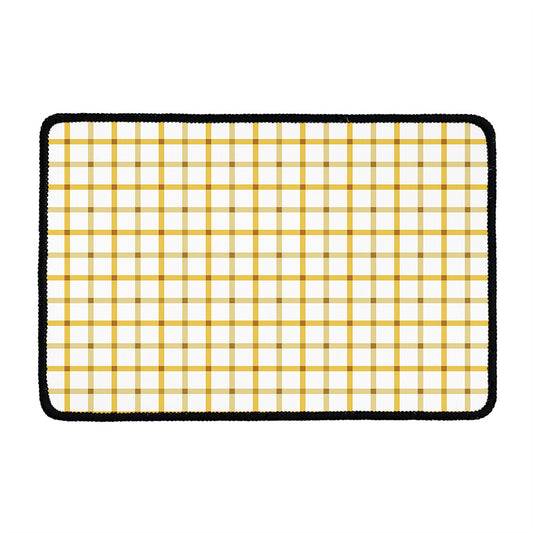 Yellow And Beige Tattersall Print Kitchen Mat