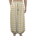 Yellow And Beige Tattersall Print Lantern Pants