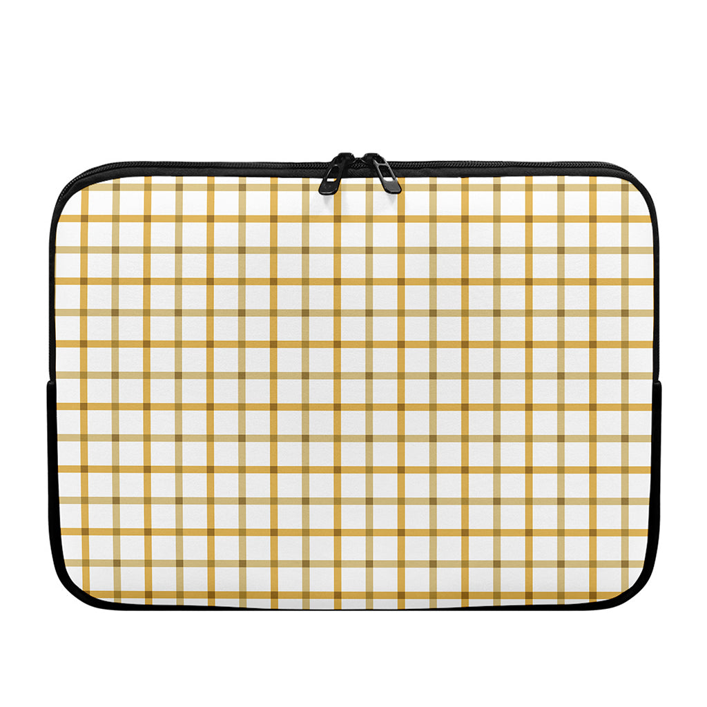 Yellow And Beige Tattersall Print Laptop Sleeve