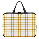 Yellow And Beige Tattersall Print Laptop Sleeve With Handle