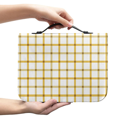 Yellow And Beige Tattersall Print Leather Bible Cover