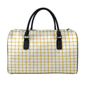 Yellow And Beige Tattersall Print Leather Duffel Bag