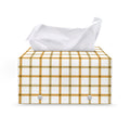 Yellow And Beige Tattersall Print Leather Tissue Box Cover